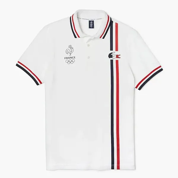 Áo Polo Lacoste Men's France Olympic Edition White Cotton Shirt Màu Trắng Size XS - 3