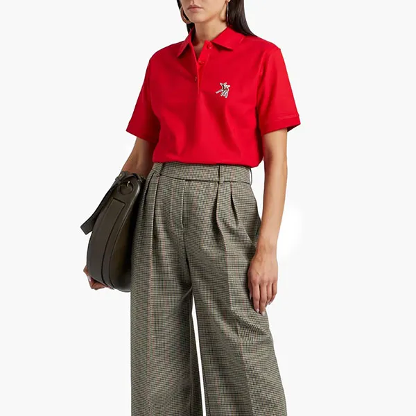 Áo Polo Burberry Appliquéd Cotton-Piqué Polo Shirt Màu Đỏ Size M