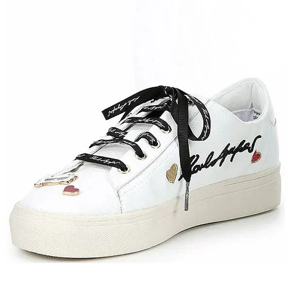 Giày Thể Thao Karl Lagerfeld Cate Charm Detail Lace-Up Leather Sneakers Size 35 - Giày - Vua Hàng Hiệu