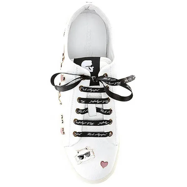 Giày Thể Thao Karl Lagerfeld Cate Charm Detail Lace-Up Leather Sneakers Size 35 - Giày - Vua Hàng Hiệu