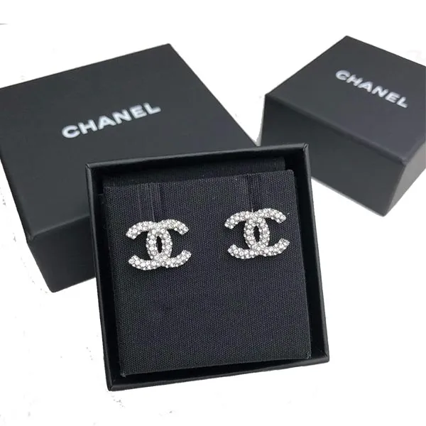 Khuyên Tai Chanel CC Earrings Đính Đá Màu Bạc - Trang sức - Vua Hàng Hiệu