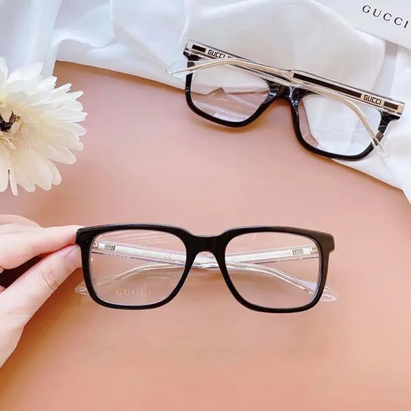 Kính Mắt Cận Gucci Black Plastic Rectangle Eyeglasses GG0560O-001 53mm Màu Đen - 1