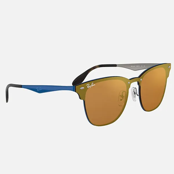 Kính Mát Rayban Blaze Clubmaster Blue Dark Orange Mirror RB3576N 90377J 47-27 Màu Cam