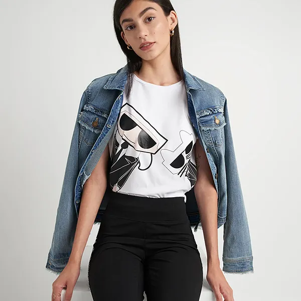 Áo Phông Karl Lagerfeld Tie Emoji Logo Tee L1WHF037 Màu Trắng