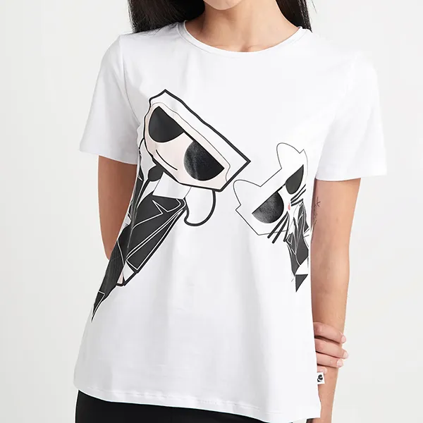 Áo Phông Karl Lagerfeld Tie Emoji Logo Tee L1WHF037 Màu Trắng