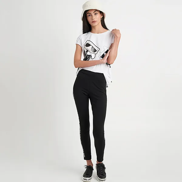 Áo Phông Karl Lagerfeld Tie Emoji Logo Tee L1WHF037 Màu Trắng