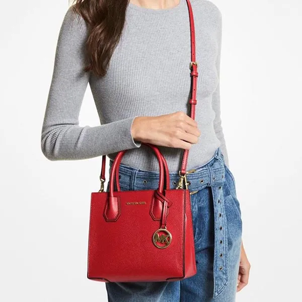 Túi Xách Michael Kors MK Flame Red Leather Cross Body Bag Màu Đỏ