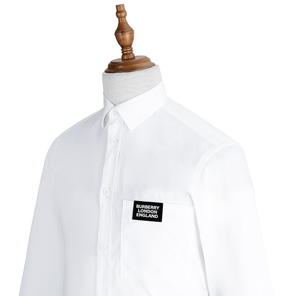 Áo Sơ Mi Burberry Logo Detail Stretch Cotton Poplin Shirt 8021794 Màu Trắng Size M - 3