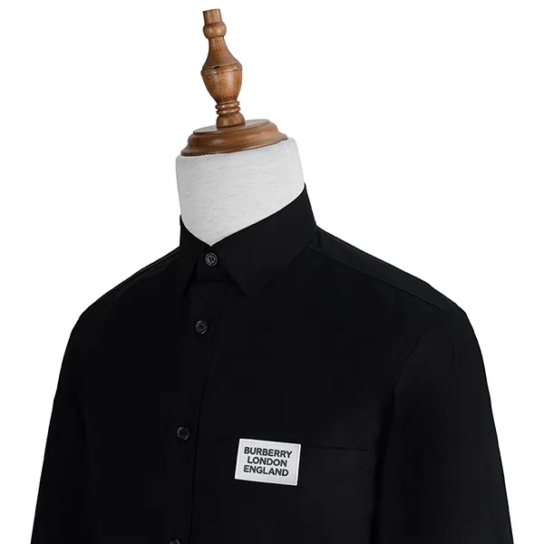 Áo Sơ Mi Burberry Logo Detail Stretch Cotton Poplin Shirt 8021845 Màu Đen Size M