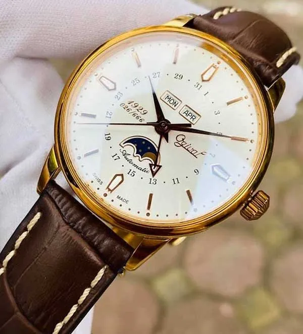 Đồng Hồ Nam Ogival OG1929-90AGR-GL Dây Da Màu Trắng Vàng - Đồng hồ - Vua Hàng Hiệu