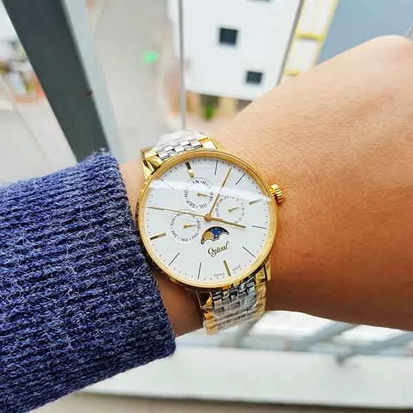 Đồng Hồ Nam Ogival OG1930-6MSR T Moon Pharse Demi Vàng - Bạc - Đồng hồ - Vua Hàng Hiệu