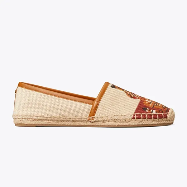 Giày Slip On Tory Burch Tiger Espadrille Needlepoint/Camel Màu Be/Đỏ - Giày - Vua Hàng Hiệu