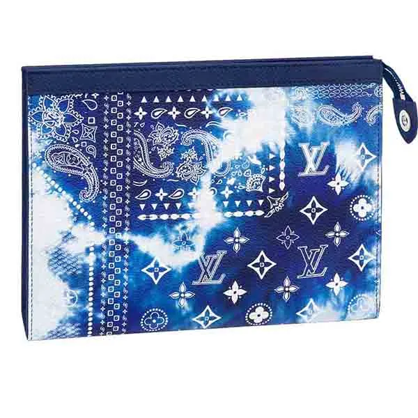 Túi Clutch Nam Louis Vuitton LV Pochette Voyage MM Màu Xanh Pha Mono Trắng - Túi xách - Vua Hàng Hiệu