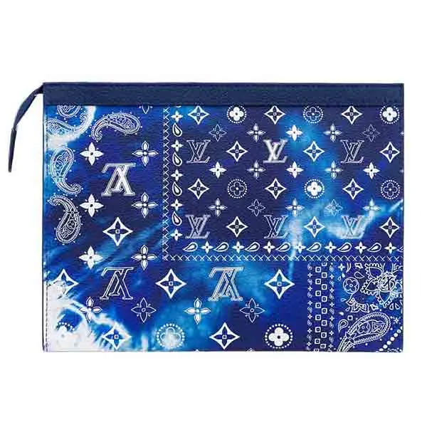 Túi Clutch Nam Louis Vuitton LV Pochette Voyage MM Màu Xanh Pha Mono Trắng - Túi xách - Vua Hàng Hiệu