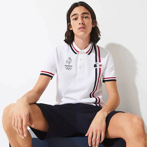 Áo Polo Lacoste Men's France Olympic Edition White Cotton Shirt Màu Trắng Size XS - 1