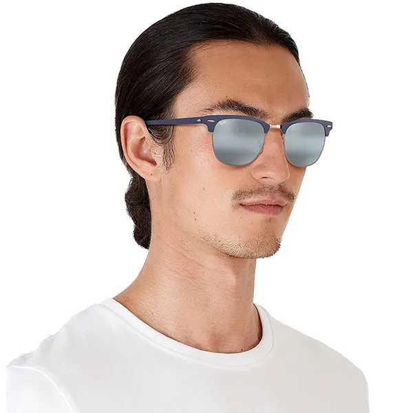Kính Mát Rayban Men's Clubmaster Metal Sunglasses RB3716 9088 3F 51-21 Màu Xám