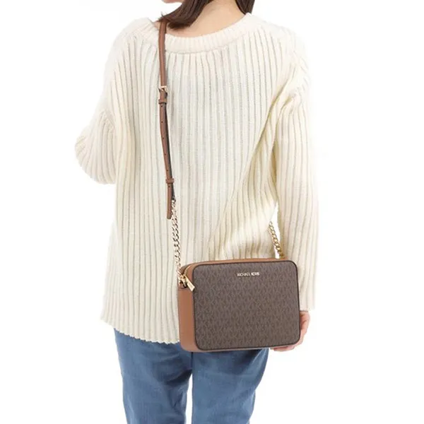 Túi Đeo Chéo Michael Kors MK Jet Set Signature Crossbody Bag Màu Nâu