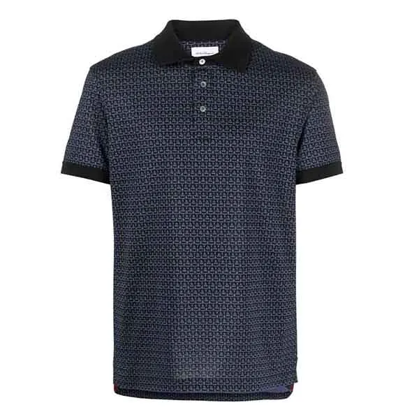 Áo Polo Salvatore Ferragamo Gancini Print Polo Shirt CC0715-027 Màu Đen Xám