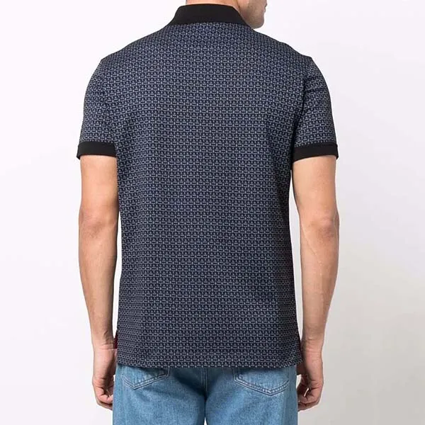 Áo Polo Salvatore Ferragamo Gancini Print Polo Shirt CC0715-027 Màu Đen Xám