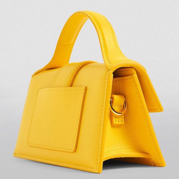 Túi Xách Tay Jacquemus Mini Leather Le Bambino Top-Handle Bag Size 18, Màu Vàng - 4