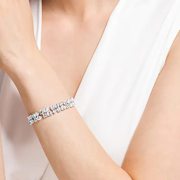 Vòng Đeo Tay Swarovski Tennis Deluxe Braceletmixed Cuts, White, Rhodium Plated 5562088 Màu Trắng - Trang sức - Vua Hàng Hiệu