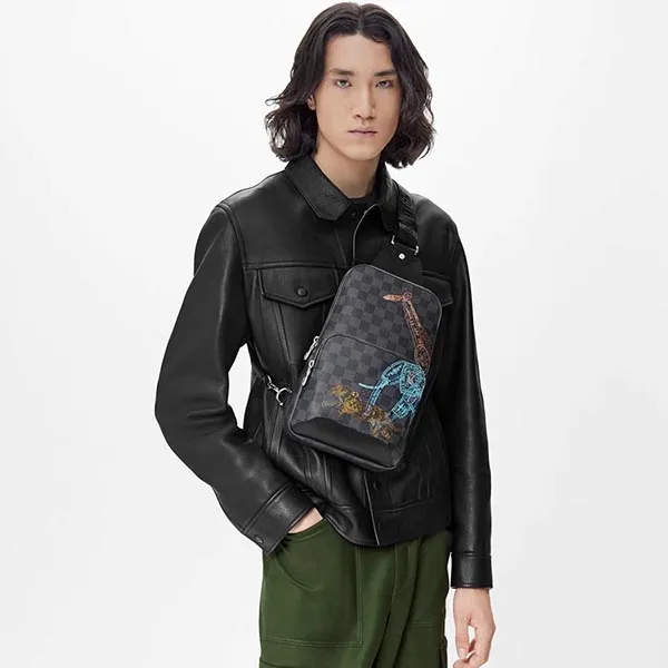 Túi Đeo Chéo Nam Louis Vuitton LV Sling Avenue Bag Damier Graphite Họa Tiết - Túi xách - Vua Hàng Hiệu