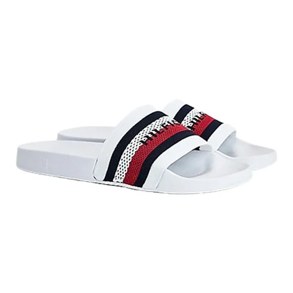 Dép Tommy Hilfiger Recycled Knit Stripe Pool Slide FM03642 100 Phối Màu Size 41