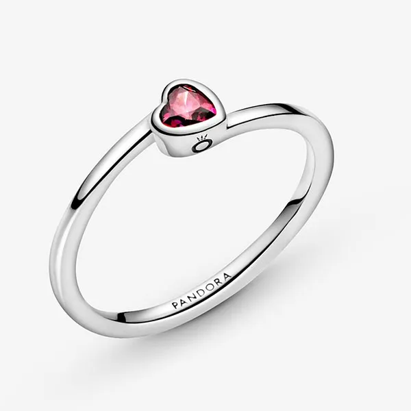 Nhẫn Pandora Red Tilted Heart Solitaire Ring Đính Đá 99267C01 Màu Đỏ Size 48