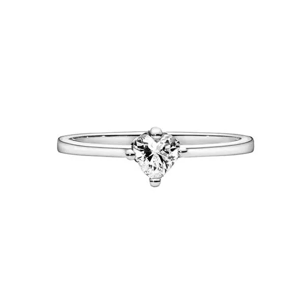 Nhẫn Pandora Clear Heart Solitaire Ring Màu Bạc Size 52