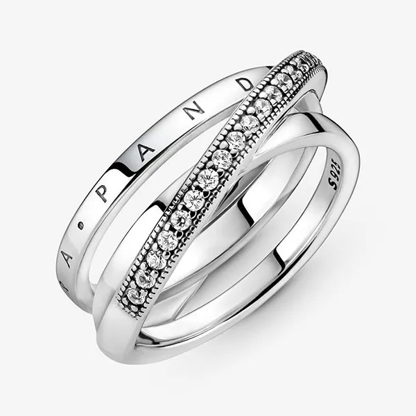 Nhẫn Pandora Crossover Pavé Triple Band Ring Màu Bạc Size 54 - Trang sức - Vua Hàng Hiệu