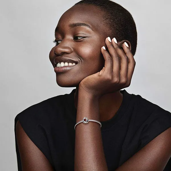 Hạt Vòng Charm Pandora Silver Salsa Red Eternity Circle 790065C06 Màu Bạc Đỏ