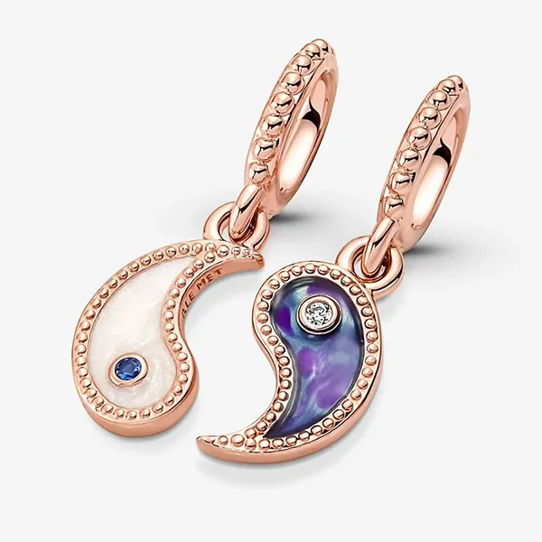 Hạt Vòng Charm Pandora Splittable Yin & Yang Sparkling Dangle 780098C01 Màu Vàng Hồng - Trang sức - Vua Hàng Hiệu