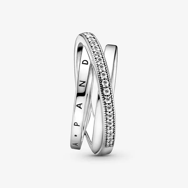 Nhẫn Pandora Crossover Pavé Triple Band Ring Màu Bạc Size 54 - Trang sức - Vua Hàng Hiệu