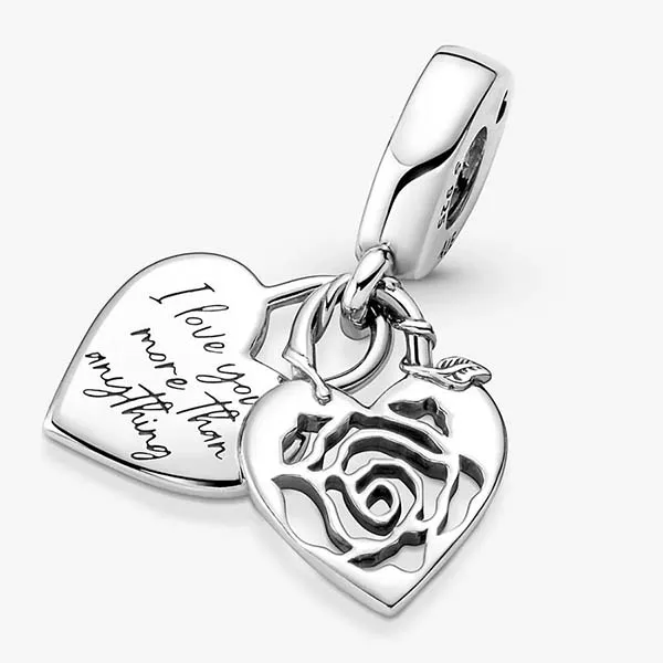 Hạt Vòng Charm Pandora Rose Heart Padlock Dangle 790086C00 Màu Bạc