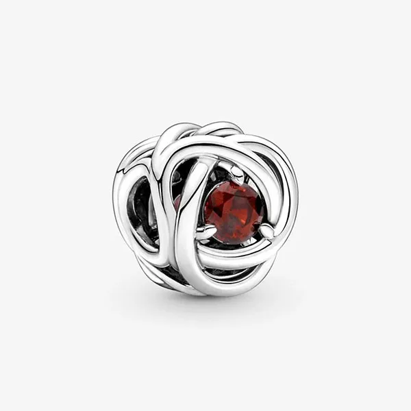 Hạt Vòng Charm Pandora Silver Salsa Red Eternity Circle 790065C06 Màu Bạc Đỏ