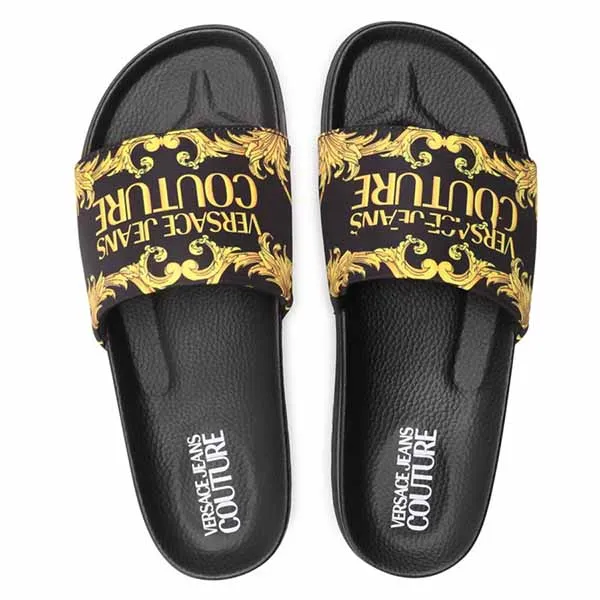 Dép Versace Jeans Couture E0YWASQ4 71626 M27 Màu Đen Vàng Size 42