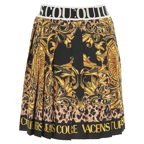 Chân Váy Versace Jeans Couture Women's Skirt With Baroque Pattern Black-Gold 72HAE812 NS112 G89 Phối Màu