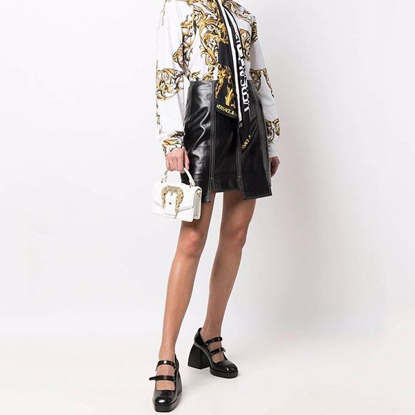 Túi Đeo Chéo Nữ  Versace Jeans Couture Mini Baroque Buckle Tote Bag Màu Trắng - 1