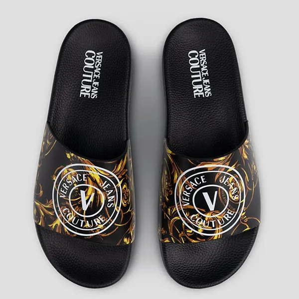 Dép Versace Jeans Couture Logo Vàng V 72YA3SQ5 Màu Đen Size 40