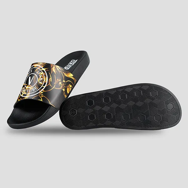 Dép Versace Jeans Couture Logo Vàng V 72YA3SQ5 Màu Đen Size 40