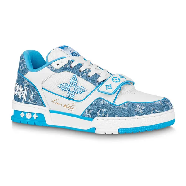 Giày Thể Thao Nam Louis Vuitton LV Trainer Sneaker 1A9ZI6 Màu Trắng Phối Xanh