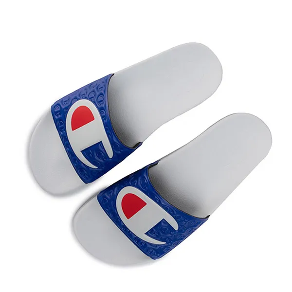 Dép Champion White & Navy Slide Sandals Màu Trắng Xanh - Dép - Vua Hàng Hiệu