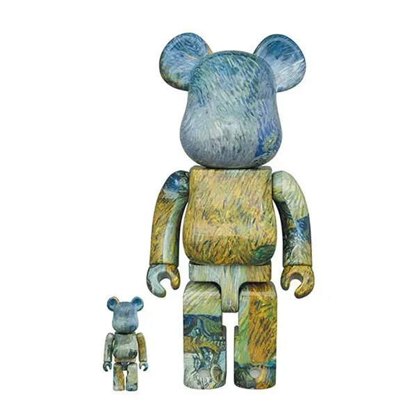 Đồ Chơi Mô Hình Bearbrick Van Gogh (Country Road In Provence By Night) Màu Vàng Xanh Size 100% + 400%