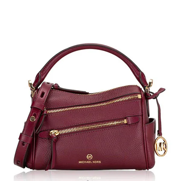 Túi Xách Michael Kors MK Lorimer Small Zip Satchel Dark Berry Màu Đỏ