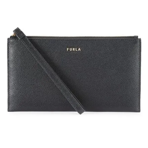 Ví Cầm Tay Furla Logo Leather Wristlet Màu Đen