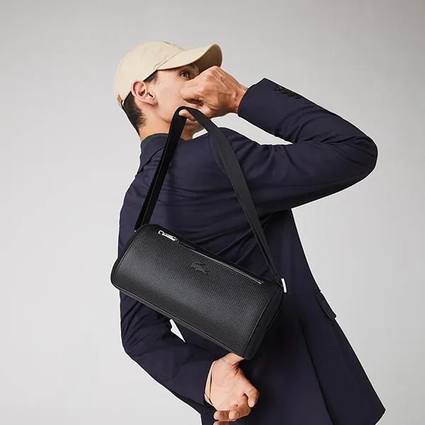 Túi Đeo Chéo Nam Lacoste Men's Chantaco Matte Stitched Leather Boston Bag NH3268CE.000 Màu Đen