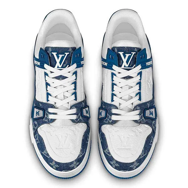 Giày Thể Thao Nam Louis Vuitton LV Trainer 1A9JGT Phối Màu Trắng Xanh Size 40