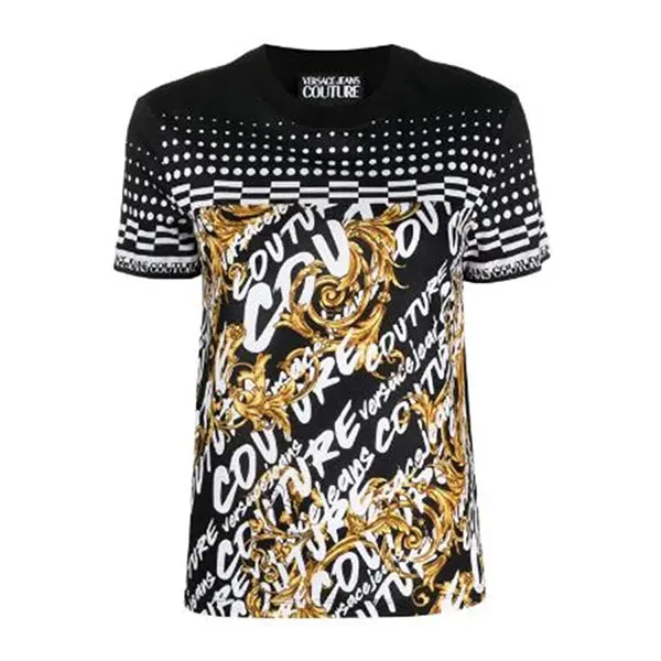 Áo Thun Versace Jeans Couture Panel Brush Cout T-Shirt Màu Đen
