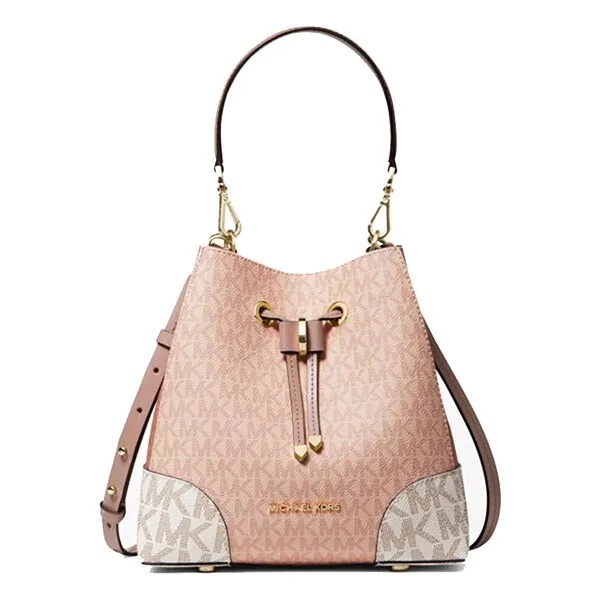 Túi Đeo Chéo Michael Kors MK Bucket Mini Signature Màu Hồng Nhạt - Túi xách - Vua Hàng Hiệu
