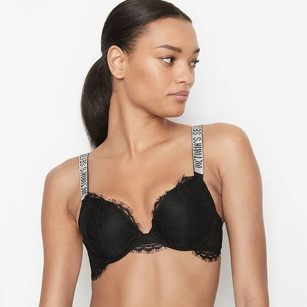 Áo Lót Victoria's Secret Very Sexy Push-Up Bra Ren, Dây Đính Đá, Nâng Nhiều 409167DL3 Màu Đen Size 34B